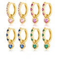 wholesale S925 Sterling Silver Heart Earrings European and American Luxury High-End Ear Clasp Zircon Colorful Dopamine Cross-Border Earrings-0-0