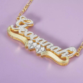 wholesale Metal material, cross-border best-selling hip-hop double-layer color-plated love name necklace with dropshipping-0-8