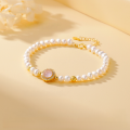 wholesale 925 Sterling Silver Rose Quartz Pearl White Bracelet for Women, Natural Freshwater Pearl Hand String, Ins Versatile Play Accessory-0-1