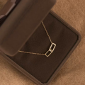 wholesale S925 Sterling Silver Square Double Ring Necklace for Women, Summer Minimalist Luxury High-End Sense Versatile Ins Style Collarbone Chain-0-2