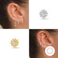 wholesale S925 Sterling Silver Flat Head Threaded Body Piercing Ear Studs and Nose Rings-0-2