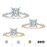 wholesale S925 sterling silver cross-border wholesale 2-carat square moissanite ring high-end women's silver jewelry proposal accessory-Silver 2 carat (Pomegranate Red Moissanite) >7 US