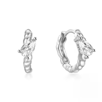wholesale 925 Sterling Silver Twist Threaded Marquise Hoop Ear Clasp Earrings Wholesale -Platinum