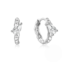 wholesale 925 Sterling Silver Twist Threaded Marquise Hoop Ear Clasp Earrings,ins。-Platinum