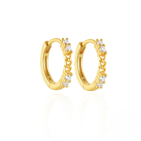 wholesale 925 Sterling Silver Hollow Out Opal Premium Ear Hoops Cuff Hot Sell Zircon Love Heart C-shaped Earrings-Gold #4