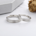 wholesale S925 Sterling Silver Korean Minimalist Ins Cold-Toned Concavo-Convex Textured Matte and Glossy Contrast Couple Rings-0-0