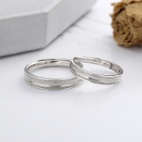 wholesale S925 Sterling Silver Korean Minimalist Ins Cold-Toned Concavo-Convex Textured Matte and Glossy Contrast Couple Rings-YQJ912/Female about 1.7g>Adjustable opening