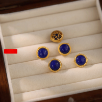 wholesale S925 Sterling Silver Thick Gold Plated Inlaid Natural Lapis Lazuli Accessories DIY Bracelet Necklace Ornament Spacer Beads Handmade Cord-8mm Lapis Gold