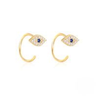 wholesale 925 Sterling Silver Evil Eye Blue Eye Earrings With Rhinestones-Gold