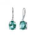wholesale 925 Silver Synthetic Green Spinel Earrings, Light Luxury Fashionable Elegant Earrings with Colored Gemstone Inlays-0-0