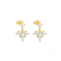 wholesale S925 Sterling Silver Ultra-sparkly Zircon-accented Moonstone Luxury Earrings, Popular 8-pointed Star Teardrop Classic Studs-Gold#5 925 silver