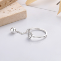 wholesale S925 Sterling Silver Vintage Small Ball Ring with Tassels, Minimalist and Versatile Ruyi Design-0-2