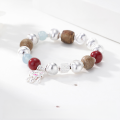 wholesale S925 Sterling Silver Literary Play Agarwood Bracelet with Aquamarine and Cinnabar, Ins Versatile Elegant Accessory-0-0