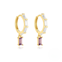 wholesale S925 Sterling Silver Dagger Flower Zircon Ear Climber Ear Cuff Hoop Earrings For Women, Geometric-Gold#1 925 Silver