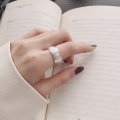 wholesale S925 Sterling Silver Geometric Irregular Creative Matte Design Open Ring Fashion Light Luxury Style Versatile Band-0-3