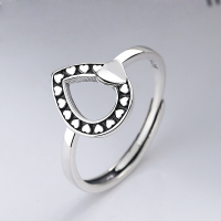 wholesale S925 Sterling Silver Retro Creative Minimalist Waterdrop Open Ring with Hollow-Out Heart Pattern Design-YFJ470/approx. 2.2g Adjustable opening