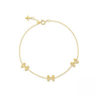 wholesale S925 Sterling Silver Bow-shaped Rhinestone Bracelet, Versatile European French Style, Trendy And Popular-Gold 925 silver