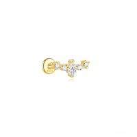 wholesale S925 Sterling Silver Geometric Irregular Zircon Cartilage Flat Head Spiral Ear Bone Stud-Single gold #12