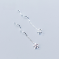 wholesale S925 Sterling Silver Frangipani Ear Threads Women's Five-Petal Flower Short Earrings Plain Floral Ear Accessories G2173-0-0
