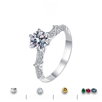 wholesale S925 Sterling Silver Moissanite Ring for Women, Luxury and High-End Feel, Custom Wedding Ring, Valentine's Day Gift, Wholesale Ring-carat white (with GRA certificate + black card)  US size 6