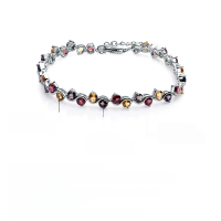 wholesale S925 Silver Light Luxury Jewelry Accessories Natural Colored Gemstone Bracelet, European and American Personalized Design Gemstone Bracelet-Garnet 925 Silver