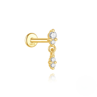 wholesale S925 Sterling Silver Personality Flower Woodpecker Flat Head Threaded Cartilage Earring With Zircon Inlay-Single gold #9