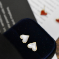 wholesale S925 Sterling Silver Red Elk All-Over Cold Style Heart Stud Earrings Minimalist Women's Small Delicate Design Sense Earrings Hong Kong Style Personality-0-3