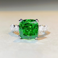 wholesale 925 Silver High Carbon Simulated Emerald Cross Ring for Women, Simple and Fashionable Ins Style Frosted Zirconia Ring Wholesale-Yellow Diamond-CBJZ230 9