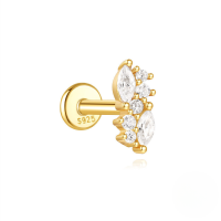 wholesale S925 Sterling Silver Exquisite Australian Opal Marquise Zircon Flat Spiral Cartilage Ear Stud Hot Sale Geometric Ear Jewelry-Single gold #9