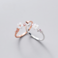 wholesale S925 Silver Nalan Korean-style Fashion Sweet Exquisite Shell Flower Ring with Elegant Pink Diamond-0-0