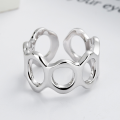wholesale S925 Sterling Silver Irregular Concave-Convex Wide Hollow Open Ring, Ins Minimalist Versatile Women's Index Finger Ring-0-3