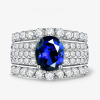 wholesale Pure silver new 2-carat high-carbon diamond ring, oval 7*9,-Cultivation Red Treasure 7*9; F6【R-1601】>9