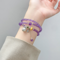 wholesale 999 Silver Fresh, Sweet, Niche-Designed Exquisite Multi-Layer Amethyst "Fu" Character Rabbit Bracelet S7807-0-0