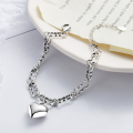 wholesale S925 Sterling Silver Vintage Heart Love Lock Bracelet, Niche Design, Minimalist and Elegant, Personalized Fashion Trendy Best Friend Jewelry-0-1