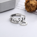wholesale S925 Sterling Silver Circle English LOVE Chain Ring Individualistic INS Style Niche Design Index Finger Ring for Women-0-1
