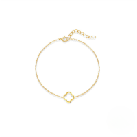 wholesale S925 Sterling Silver Minimalist Four-leaf Clover Openwork Bracelet, Korean Style Viral Accessory-Gold 925 silver