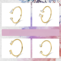 wholesale S925 Sterling Silver Minimalist Open Ring with Moissanite, Fine Gold Dawn Series, Does Not Fade-Small Moissanite Ring 2&gt; Adjustable Opening