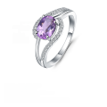 wholesale S925 Sterling Silver Fashionable Light Luxury Natural Amethyst Ring with High-End Design, Set with Natural Sapphire-0-0