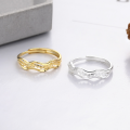 wholesale S925 Sterling Silver Minimalist Geometric Open-Ended Ring with 3D Wave and Heart Design, Ins Style-0-1