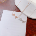 wholesale S925 Sterling Silver Bow Necklace for Women, Fashionable and Lightly Luxurious Collarbone Chain, Versatile Gift for Girlfriends and Best Friends on Holidays, Wholesale-0-1