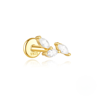 wholesale S925 Sterling Silver Marquise Geometric Ear Cartilage Stud With Zircon, Threaded Flat Top, And Fringe Tassel-Single gold #7