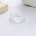 wholesale S925 Silver Fashionable Korean and Japanese Trendy Bow Geometric Creative Versatile Open Ring-0-1