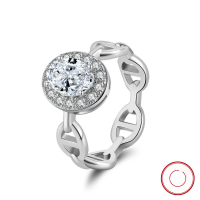 wholesale S925 Sterling Silver Cloud-Pull Jewelry Ring with Day Chain Design and 8A Premium Zircon-Platinum, 3.8g No. 6