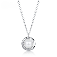 wholesale S925 Sterling Silver Fashionable and Versatile Natural Freshwater Pearl Pendant Choker Necklace for Women, Trendy and Popular in Instagram Style-Thick Silver Platinum>925 Silver