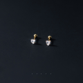 wholesale S925 Sterling Silver Small Heart-shaped Ear Studs Korean Style for Healing Ear Piercings Diamond-inlaid Heart Threaded Bead Ear Accessories M00030-0-2