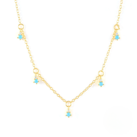 wholesale S925 Sterling Silver Geometric Turquoise Cross Teardrop Collarbone Necklace, Fashionable And Minimalist-Gold-Teardrop Necklace