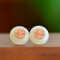 wholesale Rose gold plated sterling silver with certificate, natural Hetian jade earrings, Hanfu cheongsam ear studs, retro style women's jewelry-Silver