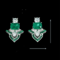 wholesale 925 Sterling Silver Gold-Plated Earrings with High-Carbon Diamonds, Muzo Green Emerald Cut, Art Deco Style Versatile Women's Stud Earrings-0-1