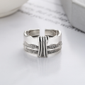 wholesale S925 Sterling Silver Wide Wrap Bondage Good Meaning English Letter Open Ring Hip Hop Style Ring-0-2