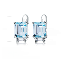 wholesale S925 Silver Fashionable Light Luxury Minimalist Natural Topaz Stud Earrings Gemstone Earrings-Icy Blue-Coated Crystal Earrings 925 Silver